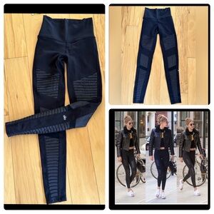 Alo Yoga High Waist Black Mesh Moto Leggings size XS